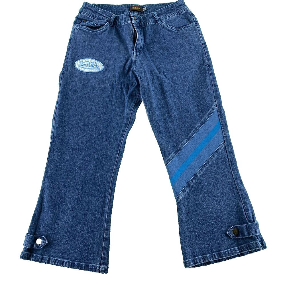 Vintage Von Dutch Y2K Womens 6 Jeans Cropped Wide Leg Skater Streetwear 2000s